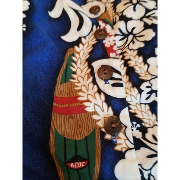 Vintage Hilo Hattie Halter Top Women Small Blue White Cotton Tropical Surfboard - Picture 2 of 8